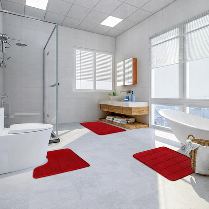 Tappetini da bagno, 80x50 cm / 50x40 cm, Rosso, Antiscivolo, Assorbenti, Set di 2 Tappetini da bagno Titolo predefinito Alessandro Design