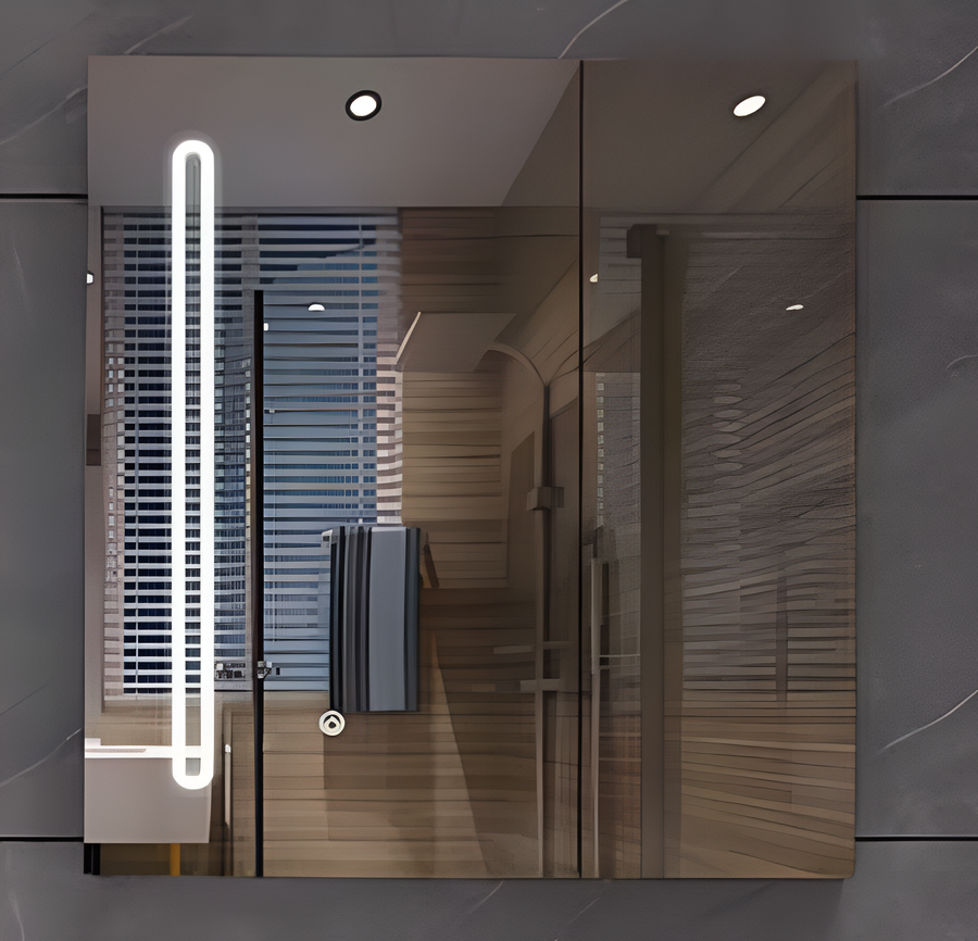 Specchio LED con contenitore PLANO 80x70 cm Bianco Sensore Touch e Specchi contenitore Contenitore Titolo predefinito Alessandro Design