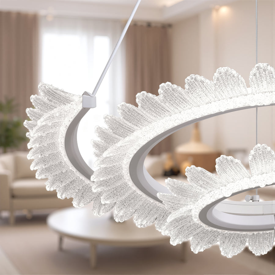 Lampadario LED con telecomando LT188WH, Cristallo e metallo, 40W, Dimmerabile, Altezza regolabile, Luce fredda/calda/neutra, Illuminazione di lusso Lampadari LED con telecomando Titolo predefinito Alessandro Design