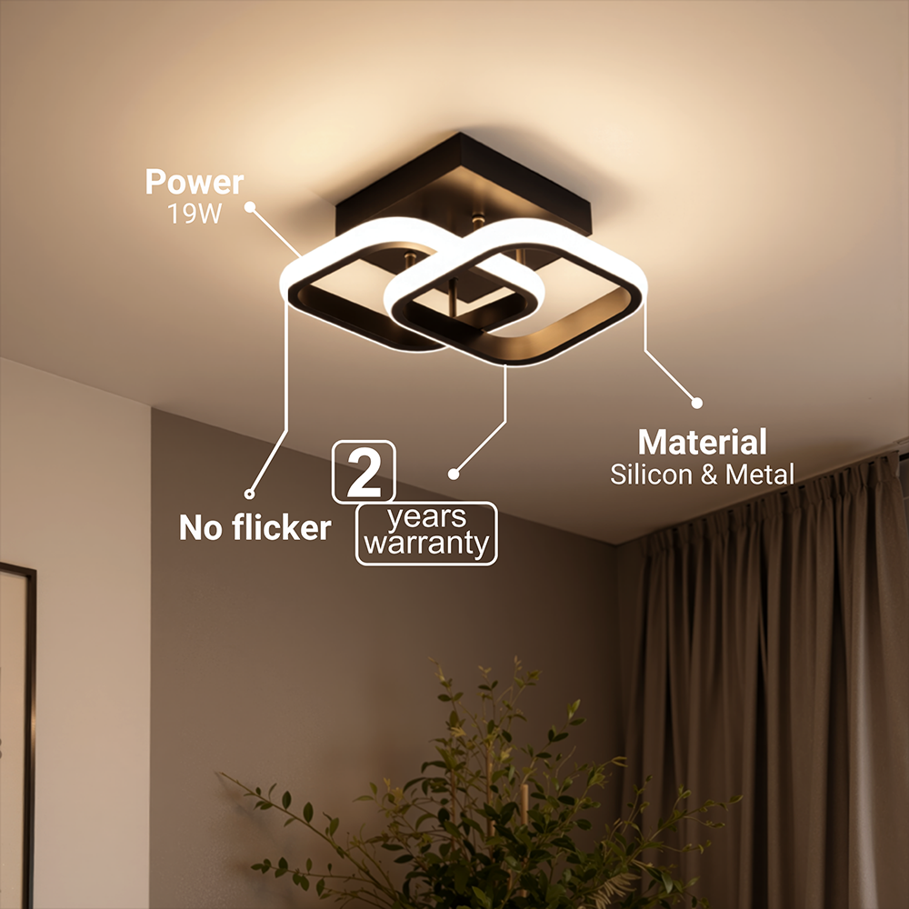 Lampadario LED VERTEX Matrix Diamanti sovrapposti, montatura in metallo, 24W, 2 Diamanti, Luce Fredda/Calda/Neutra 3000K/4000K/6000K, Nero, Metallo e Silicone Lampadario LED Titolo predefinito Alessandro Design