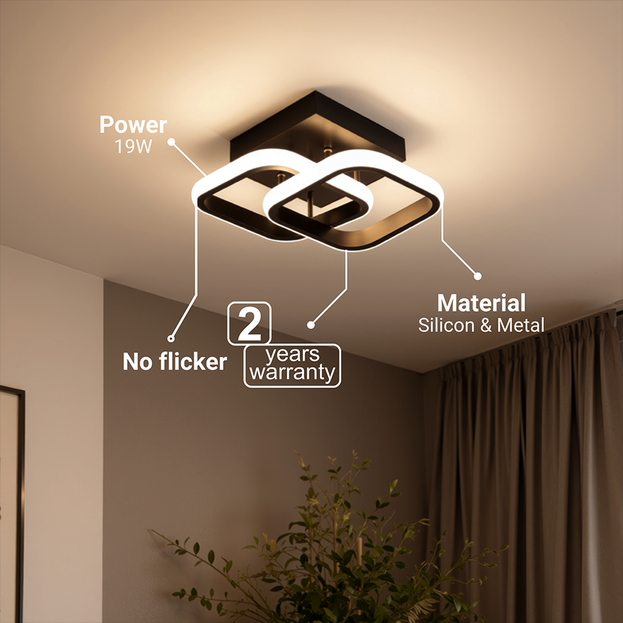 Lampadario LED VERTEX Matrix Diamanti sovrapposti, montatura in metallo, 24W, 2 Diamanti, Luce Fredda/Calda/Neutra 3000K/4000K/6000K, Nero, Metallo e Silicone Lampadario LED Titolo predefinito Alessandro Design