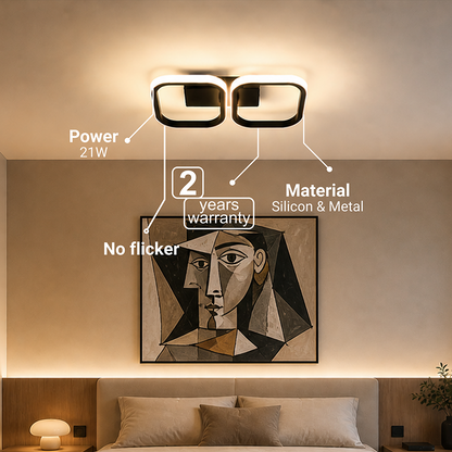 Lampadario LED VERTEX 21W, 2 Quadrati, Lineare, Luce Fredda/Calda/Neutra, Nero Lampadari LED Titolo predefinito Alessandro Design