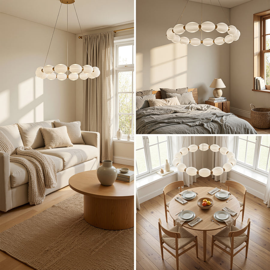 Lampadario LED a sospensione FAUSTO II, 42W, Luce Fredda/Calda/Neutra, Altezza regolabile, Lampadari Moderni Oro Titolo predefinito Alessandro Design