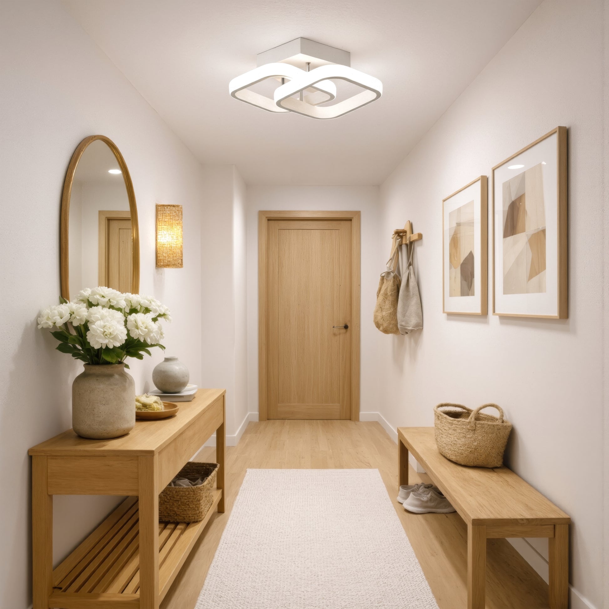 Lampadario LED VERTEX Matrix, Diamanti sovrapposti, Strutture in metallo, 24W, 2 Diamanti, Luce Fredda/Calda/Neutra 3000K/4000K/6000K, Lampadari LED Bianchi Titolo predefinito Alessandro Design