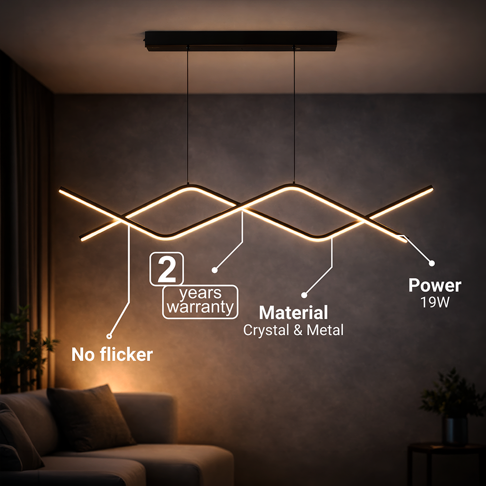 Lampadario LED a Sospensione con Telecomando ZIGZAG 27W, Luce Fredda/Calda/Neutra, Dimmerabile, Nero, Lampadari LED con Telecomando Titolo predefinito Alessandro Design