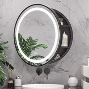 Specchio LED con armadietto, rotondo, 10W, 50x50cm, antiappannamento, cornice nera, spazio contenitore Specchi armadietti Titolo predefinito Alessandro Design