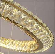 Lampadario LED con telecomando, LLC132/300GD, cristallo e metallo, 37W, 2 cerchi, dimmerabile, 3000K/4000K/6000K, Illuminazione di lusso Lampadari LED con telecomando Titolo predefinito Alessandro Design