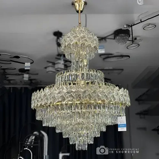 Candelabro Junnut 21xE27, cristallo e metallo, candelabro in cristallo dorato Titolo predefinito Alessandro Design