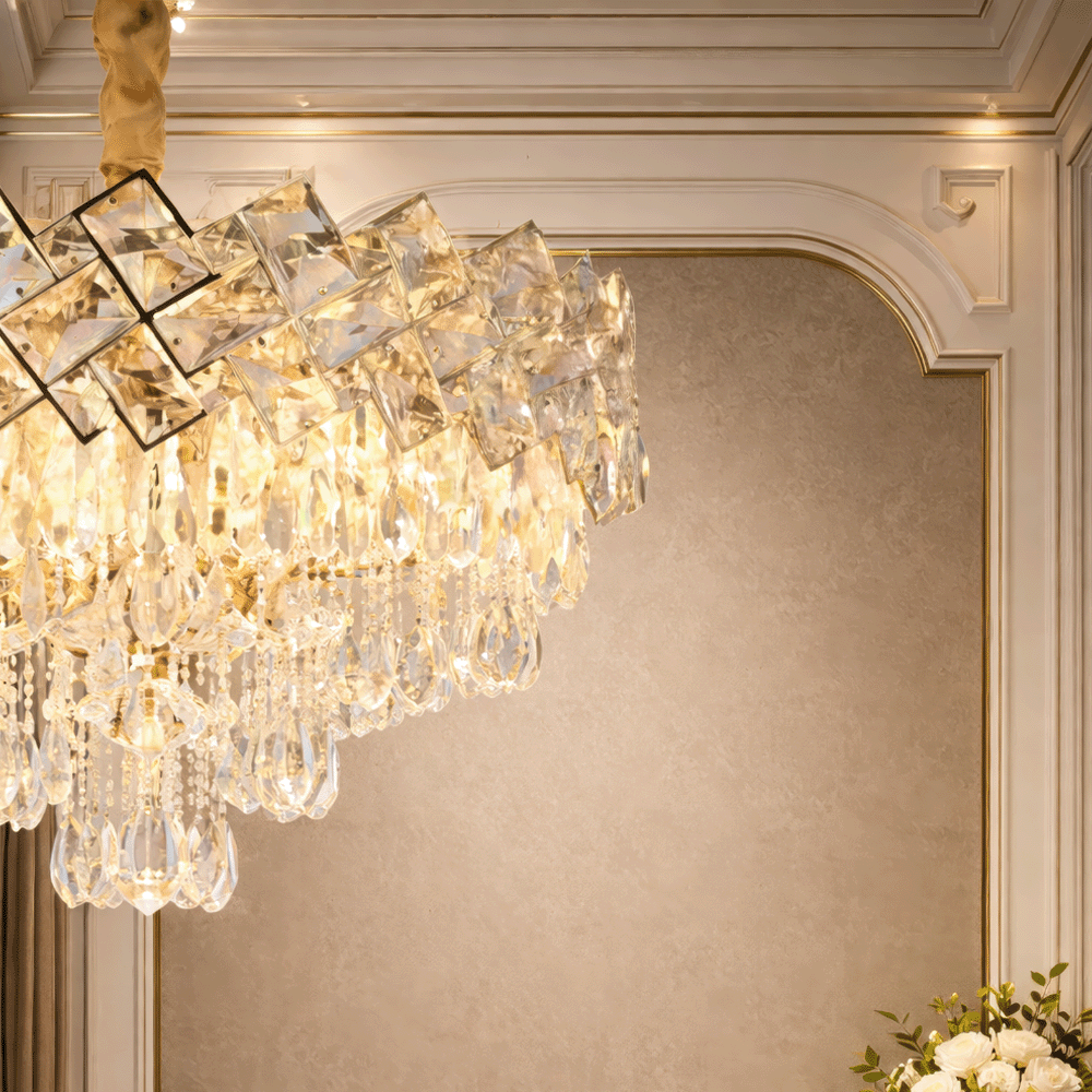 Lampadario in Cristallo WINDSOR Elegance 8x E14, Diametro 39cm, Oro Lucido, Altezza Regolabile, Metallo e Cristallo Lampadari in Cristallo Titolo predefinito Alessandro Design