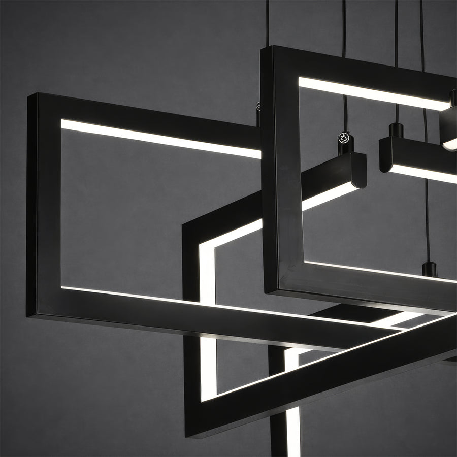 Lampadario LED con Telecomando, Sospensione 96W, 4 Elementi, Luce Fredda/Calda/Neutra, Dimmerabile, Altezza Regolabile, Nero Lampadari LED con Telecomando Titolo predefinito Alessandro Design