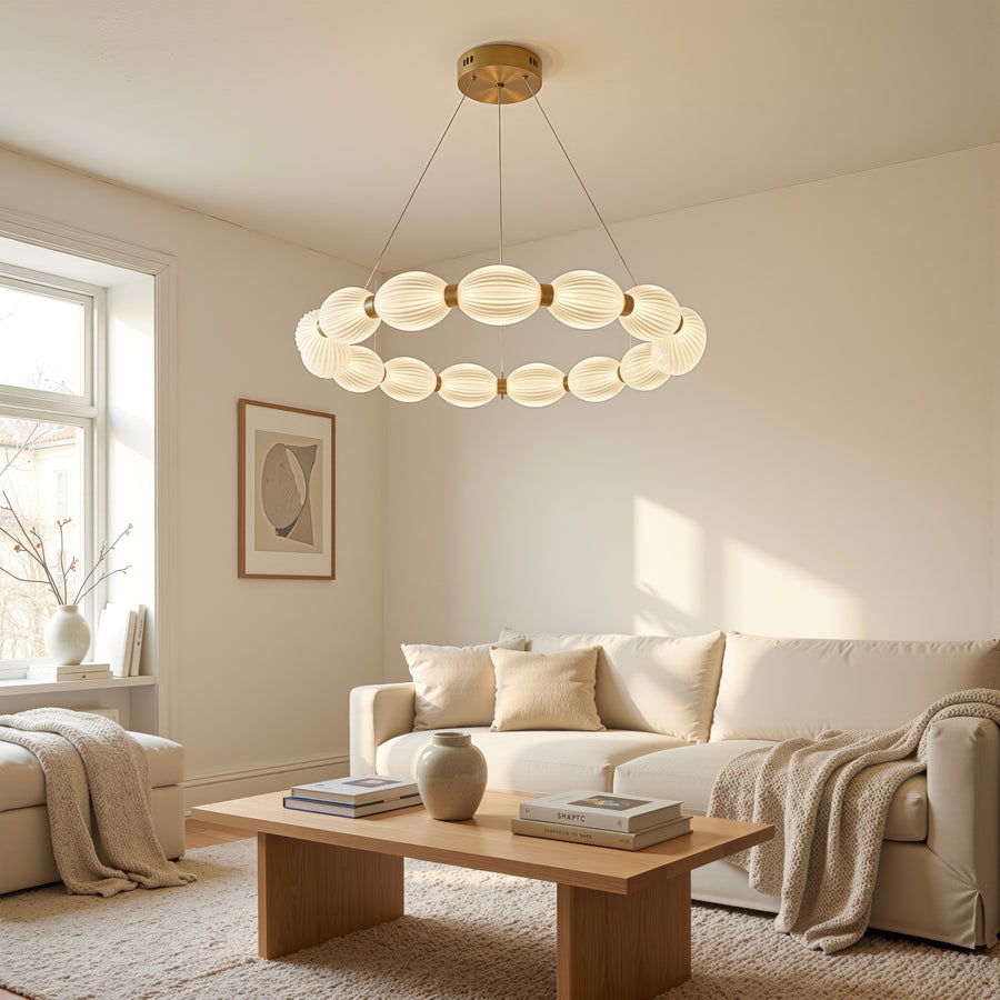 Lampadario LED a sospensione FAUSTO II, 42W, Luce Fredda/Calda/Neutra, Altezza regolabile, Lampadari Moderni Oro Titolo predefinito Alessandro Design