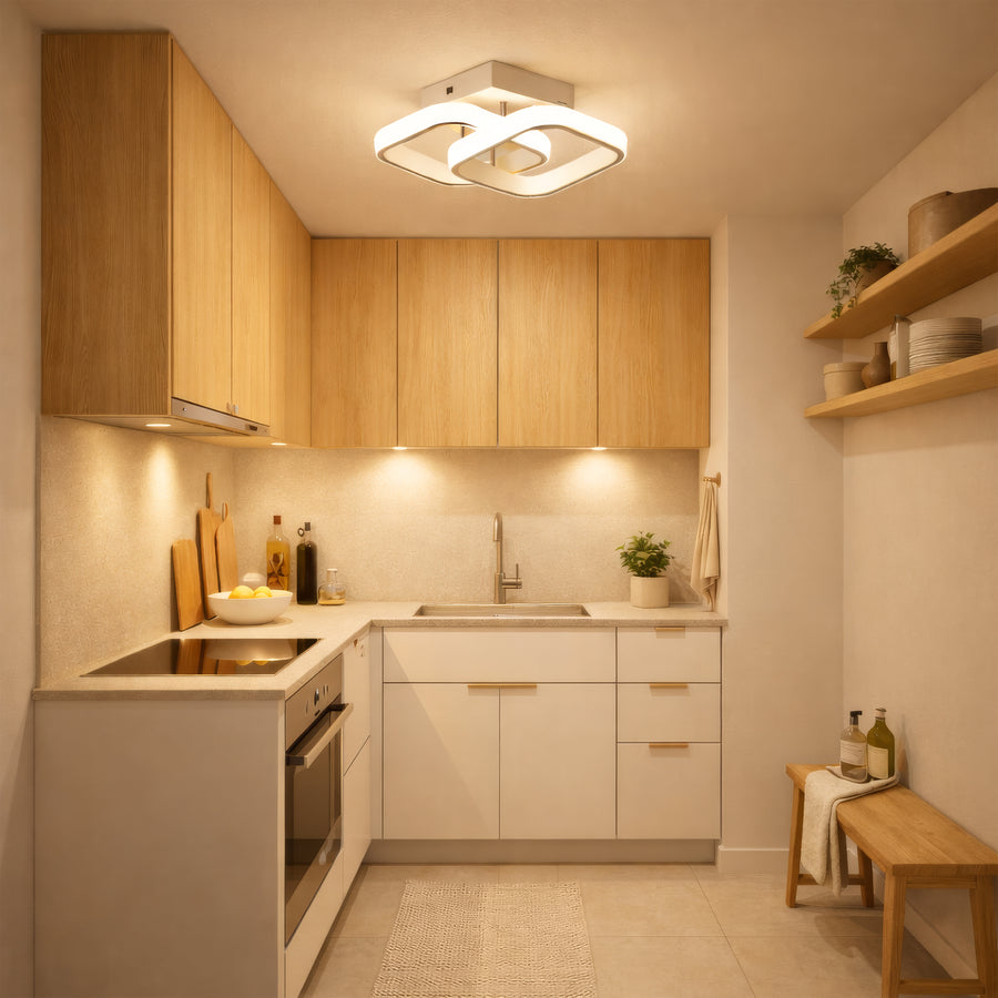 Lampadario LED VERTEX Matrix, Diamanti sovrapposti, Strutture in metallo, 24W, 2 Diamanti, Luce Fredda/Calda/Neutra 3000K/4000K/6000K, Lampadari LED Bianchi Titolo predefinito Alessandro Design
