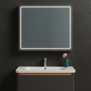 Specchio LED con Mobile Bagno e Lavabo Sospeso, 80x60 cm, Design Moderno, Illuminazione Integrata Titolo predefinito Alessandro Design