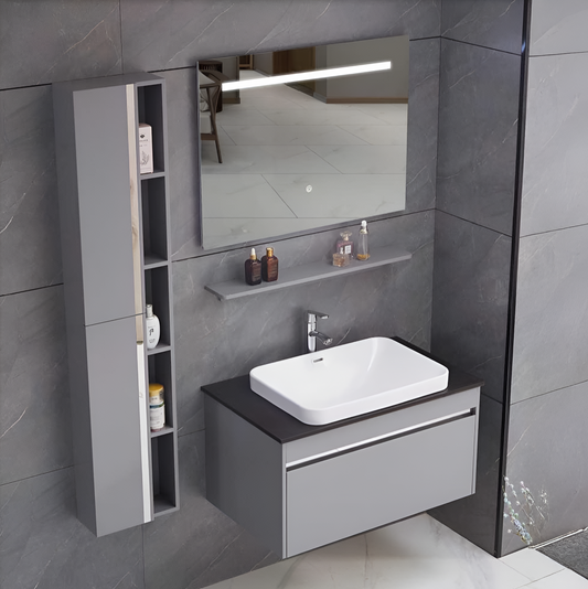 Set di mobili Annelise con specchio LED, armadio PV0017T/60 Grigio Titolo predefinito Alessandro Design