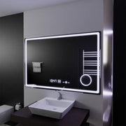 Specchio rettangolare a LED, 120x80 cm, Souverain MotionGlow Marcello, sistema antiappannamento, orologio e termometro, lente d'ingrandimento cosmetica, specchi Marcello dimmerabili Titolo predefinito Alessandro Design