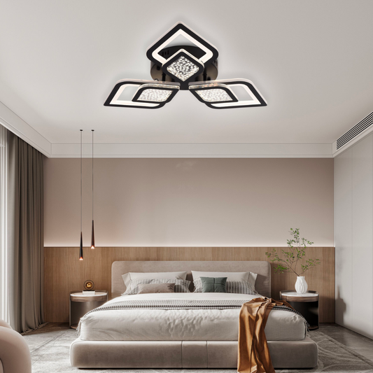 Lampadario LED con telecomando Lorenzo, 67W, 3 Petali, Luce Fredda/Calda/Neutra, Dimmerabile, Nero Lampadari LED con telecomando Titolo predefinito Alessandro Design