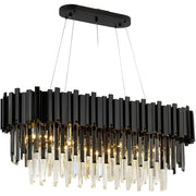 Lampadario in Cristallo BLOIS Eleganza 10xE14, Diametro 75cm, Nero, Altezza Regolabile