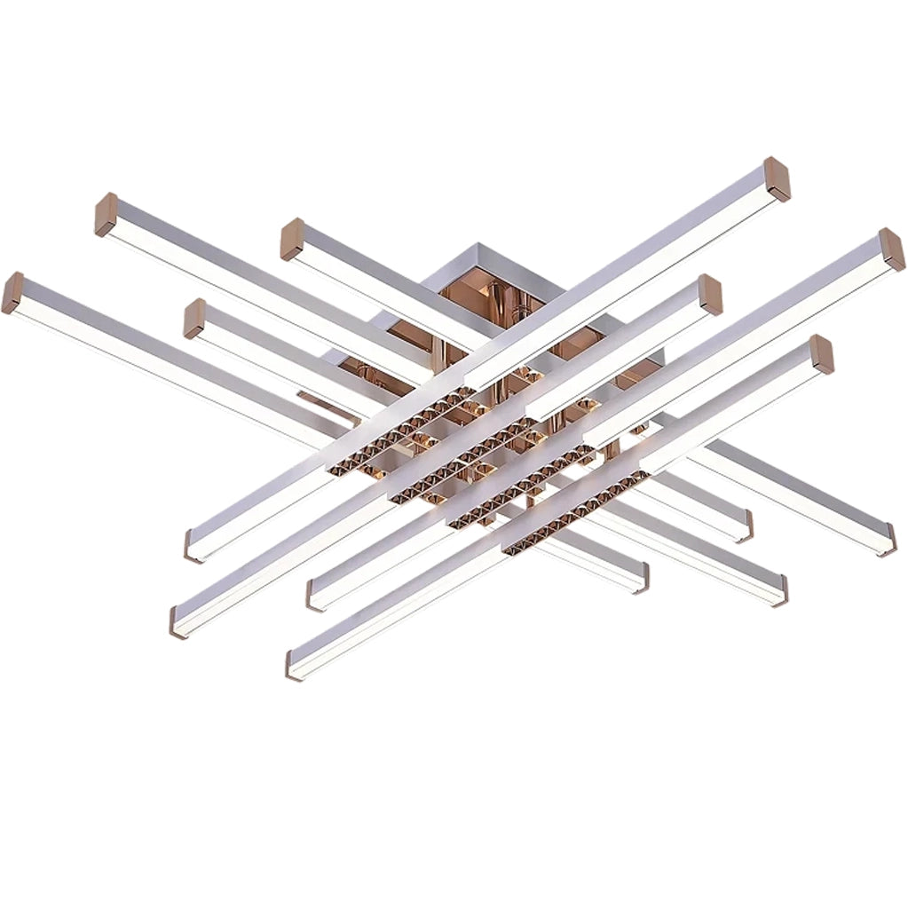 Lampadario LED con Telecomando Assiale, 98W, 8 Elementi, Luce Fredda/Calda/Neutra, Dimmerabile, Lampadari LED Bianchi con Telecomando Titolo predefinito Alessandro Design