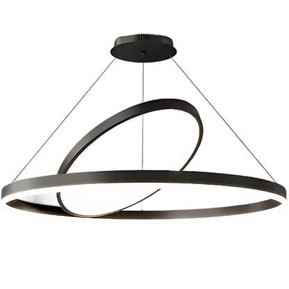 Lustra LED Suspendata PAGANO 47W, 3000K, 2 Cercuri, Negru, Inaltime Reglabila Lustre Moderne Default Title Alessandro Design