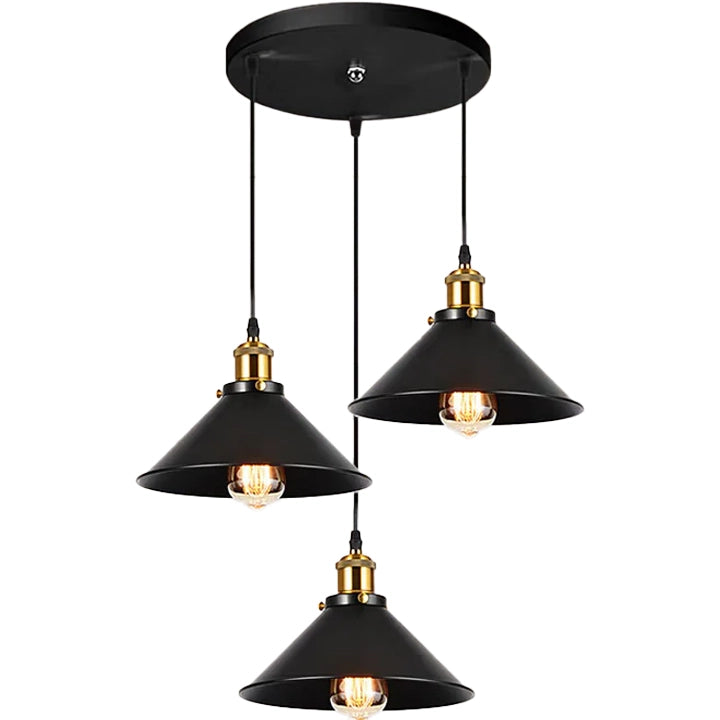 Lampadario a sospensione, LV210/3R, 3xE27, Nero, metallo e filo, Altezza regolabile Lampadari vintage Titolo predefinito Alessandro Design