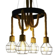 Lampadario Ruota LV580, 4xE27, Marrone, Metallo e Corde Lampadari Vintage Titolo predefinito Alessandro Design