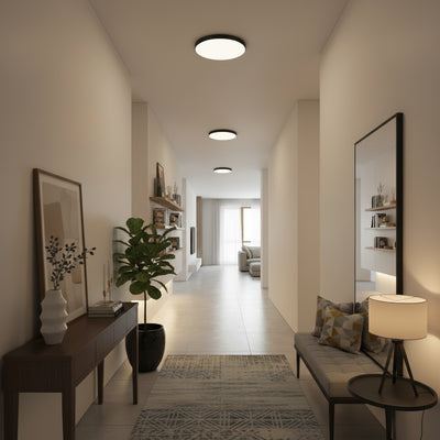 Plafoniera LED SOLIS 27cm 20W Luce Fredda, Nera