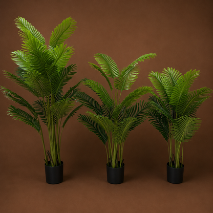 Pianta artificiale tipo palma Areca, 12 foglie, 120 cm, verde