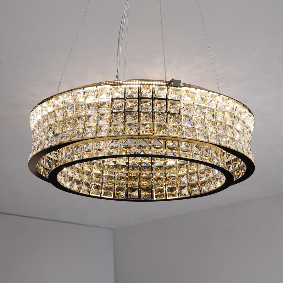 Lampadario LED con telecomando, LLC160/500GD, cristallo e metallo, 54W, dimmerabile, altezza regolabile, luce fredda/calda/neutra, illuminazione di lusso Lampadari LED con telecomando Titolo predefinito Alessandro Design