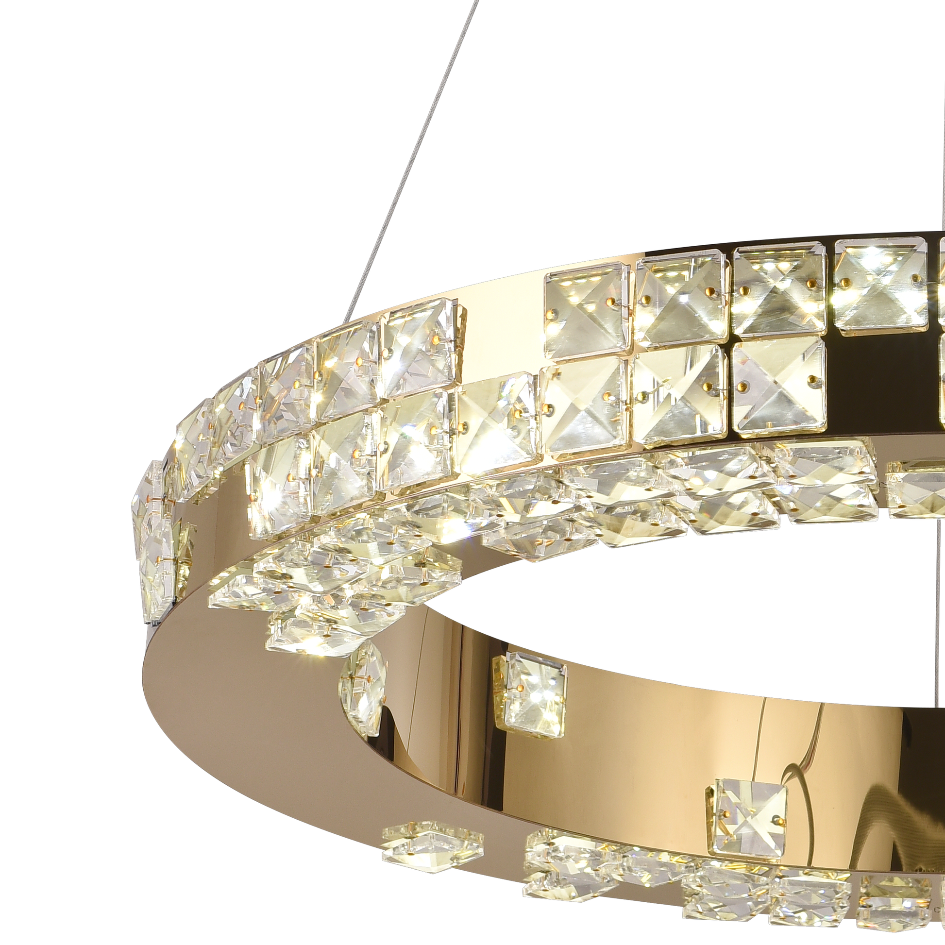 Lampadario LED con telecomando, LLC135/1GD, cristallo e metallo, 29W, 1 cerchio, dimmerabile, altezza regolabile, luce fredda/calda/neutra, illuminazione di lusso Lampadari LED con telecomando Titolo predefinito Alessandro Design