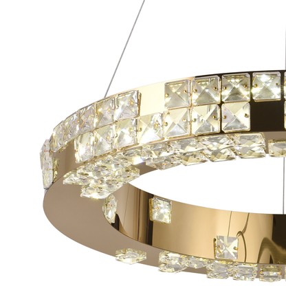 Lampadario LED con telecomando, LLC135/1GD, cristallo e metallo, 29W, 1 cerchio, dimmerabile, altezza regolabile, luce fredda/calda/neutra, illuminazione di lusso Lampadari LED con telecomando Titolo predefinito Alessandro Design