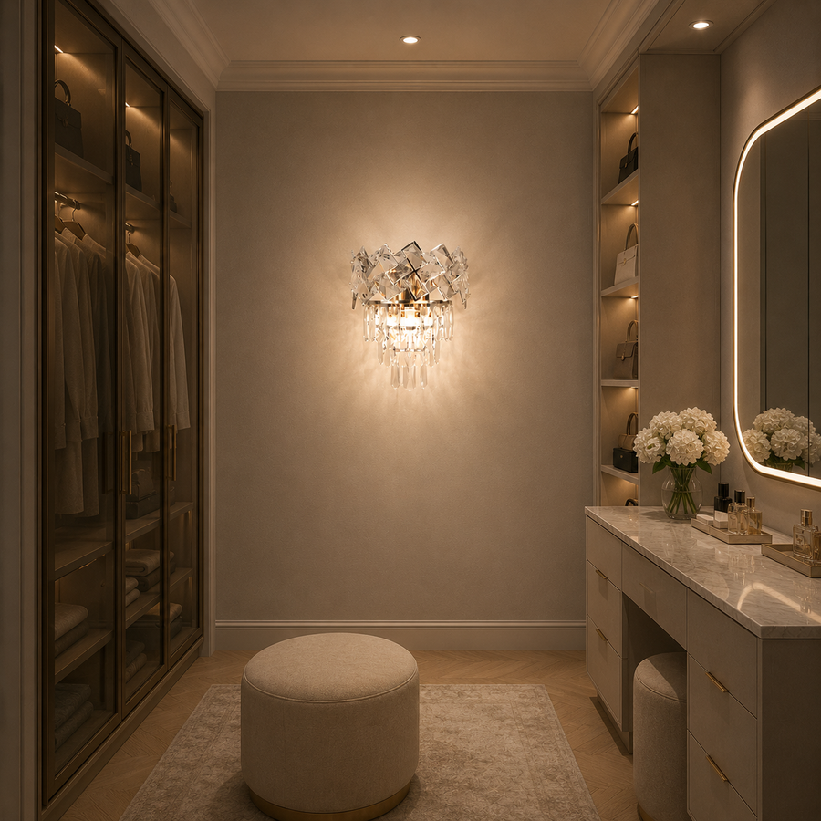 Lampada da parete WINDSOR in cristallo, 2x E14, cromo lucido