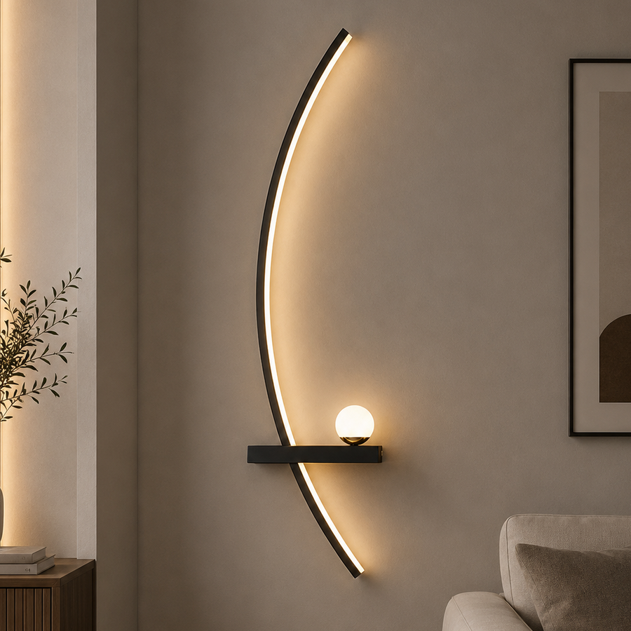 Lampada da parete decorativa a LED GDANSK, 20W, 57x20cm, luce calda/neutra/fredda, nero, metallo e acrilico
