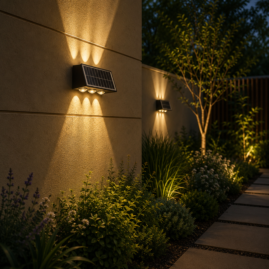 Applique LED per Esterni Solaris, 6 Sorgenti Luminose, Luce Calda, ABS e Plastica, Nero