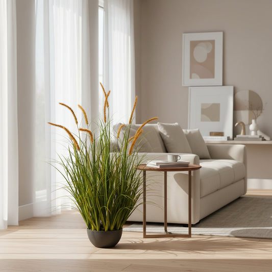 Pianta ornamentale di erba tifa artificiale, 90 cm, 13 steli, erba curva e spezie, verde scuro, senza vaso