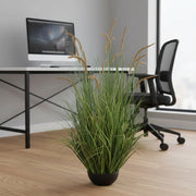 Pianta ornamentale di erba tifa artificiale, 120 cm, 17 steli, erba curva e spezie, verde intenso, senza vaso