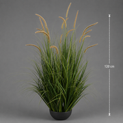 Pianta ornamentale di erba tifa artificiale, 120 cm, 17 steli, erba curva e spezie, verde intenso, senza vaso