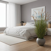 Pianta ornamentale di erba tifa artificiale, 150 cm, 26 steli, erba curva e spezie, verde scuro, senza vaso