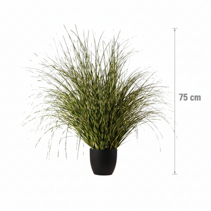 Pianta artificiale erba ornamentale, 75 cm, con foglie sparse, verde, senza vaso