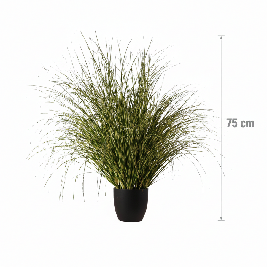 Pianta artificiale erba ornamentale, 75 cm, con foglie sparse, verde, senza vaso
