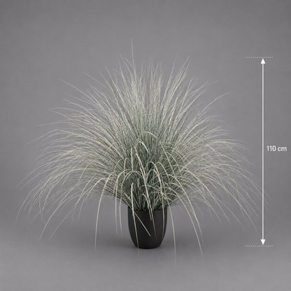 Pianta ornamentale in erba artificiale tipo fontana, 110 cm, verde e bianco, senza vaso