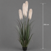 Pianta Artificiale Erba Ornamentale, 200 cm, con 4 fili, Canna ed Erba, Verde e Grigio, Senza Vaso
