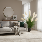 Pianta erba ornamentale artificiale, 110 cm, 9 steli, canna ed erba, verde chiaro e bianco, senza vaso