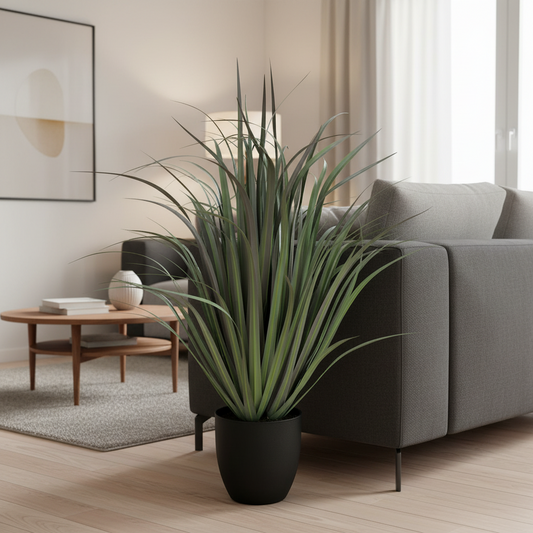 Pianta artificiale erba ornamentale tipo Dracaena, 93 cm, verde, senza vaso
