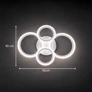 Lampadario a LED con telecomando BETTY 43W, 4 Cerchi, Luce Fredda/Calda/Neutra, Dimmerabile, Lampadario a LED Bianco con telecomando Titolo predefinito Alessandro Design