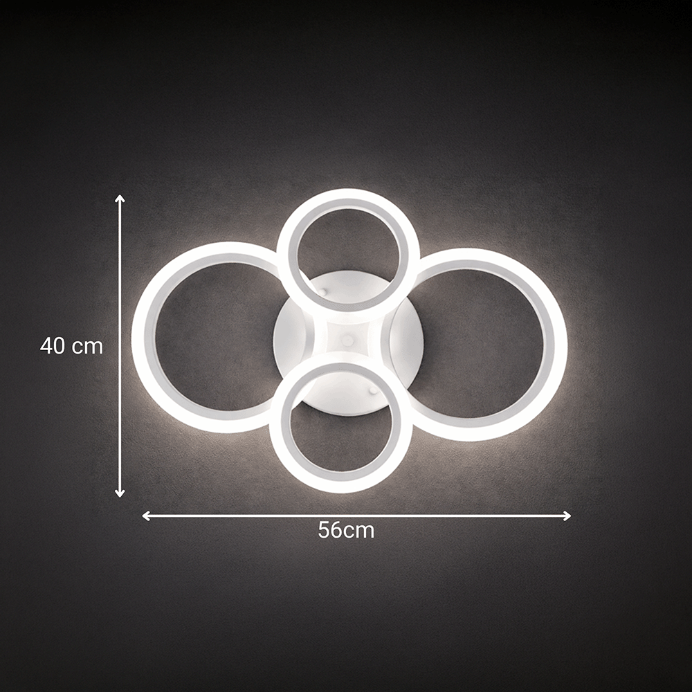 Lampadario a LED con telecomando BETTY 43W, 4 Cerchi, Luce Fredda/Calda/Neutra, Dimmerabile, Lampadario a LED Bianco con telecomando Titolo predefinito Alessandro Design