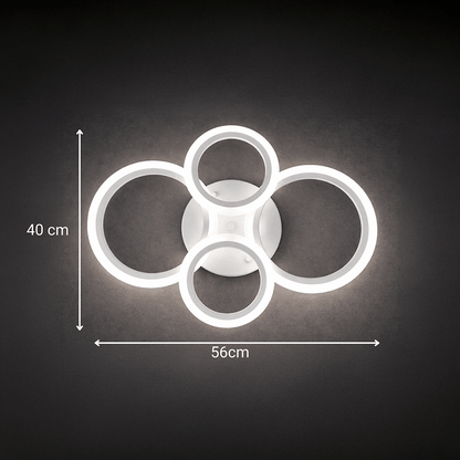Lampadario a LED con telecomando BETTY 43W, 4 Cerchi, Luce Fredda/Calda/Neutra, Dimmerabile, Lampadario a LED Bianco con telecomando Titolo predefinito Alessandro Design