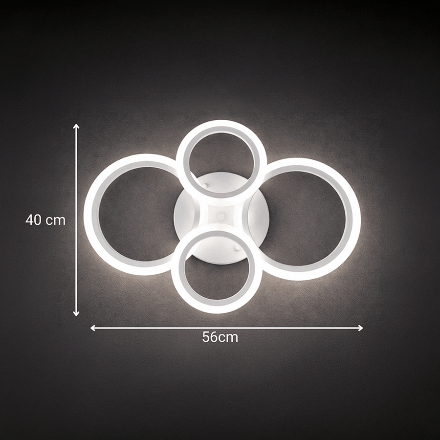 Lampadario a LED con telecomando BETTY 43W, 4 Cerchi, Luce Fredda/Calda/Neutra, Dimmerabile, Lampadario a LED Bianco con telecomando Titolo predefinito Alessandro Design