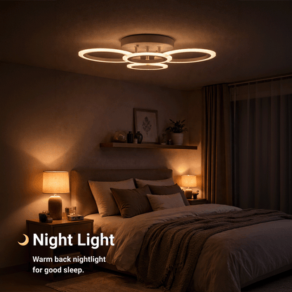 Lampadario a LED con telecomando BETTY 43W, 4 Cerchi, Luce Fredda/Calda/Neutra, Dimmerabile, Lampadario a LED Bianco con telecomando Titolo predefinito Alessandro Design