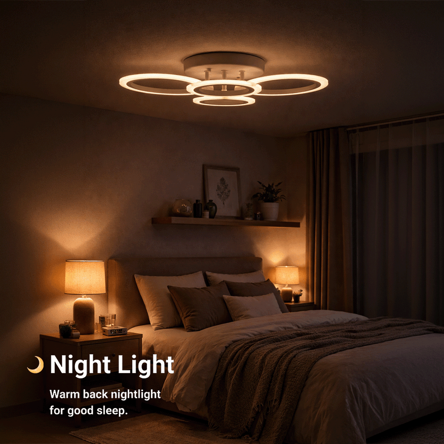 Lampadario a LED con telecomando BETTY 43W, 4 Cerchi, Luce Fredda/Calda/Neutra, Dimmerabile, Lampadario a LED Bianco con telecomando Titolo predefinito Alessandro Design