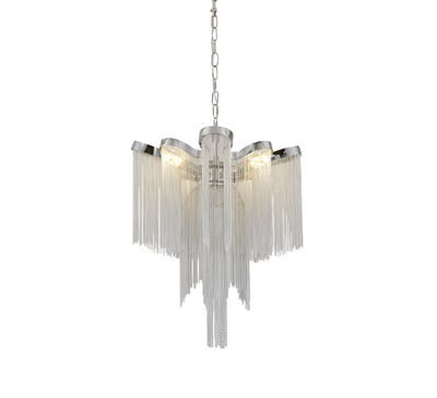 Lampadario Aurora, 4xE14, Diametro 43 cm, Altezza 68 cm, Cromo Lucido, Metallo